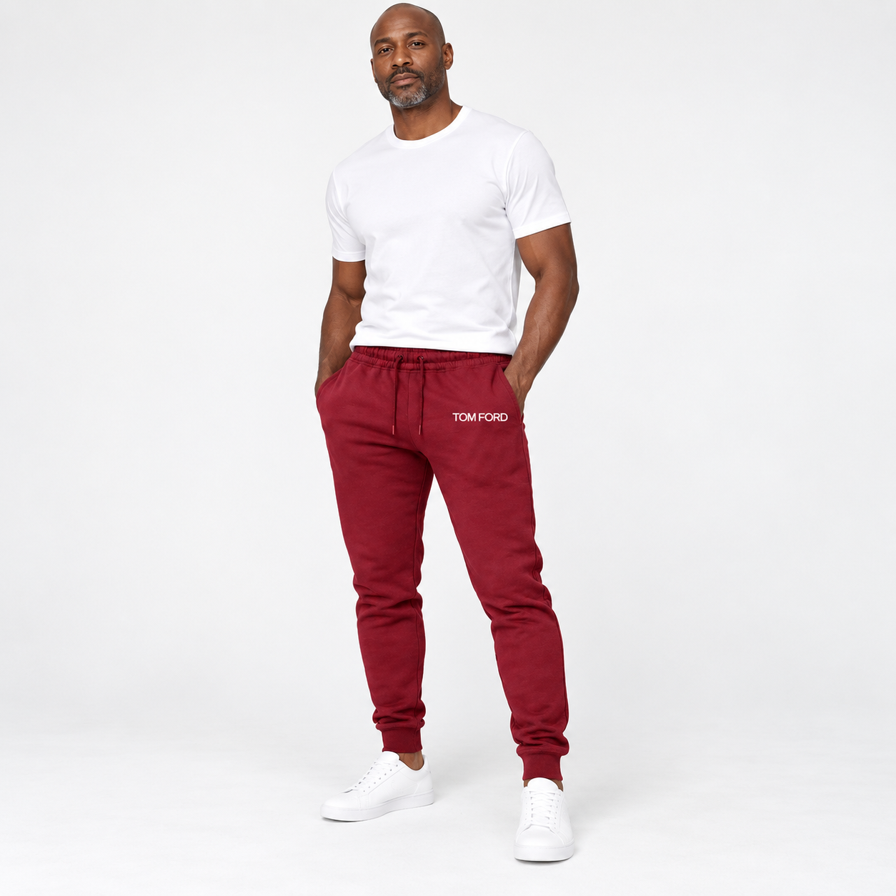 Men's Tom Ford Sweatpants | Color: Burgundy | View 1