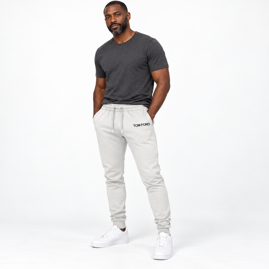 Men's Tom Ford Sweatpants | Color: White | View 1