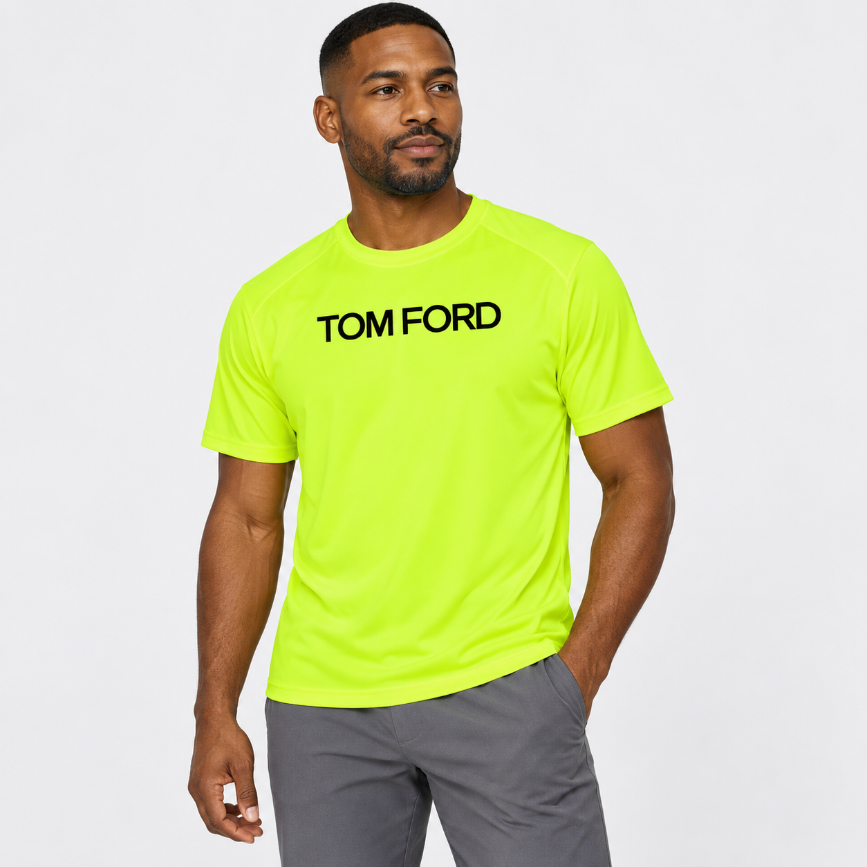 Men's Tom Ford Performance T-Shirt | Color: Safety Green | View 1