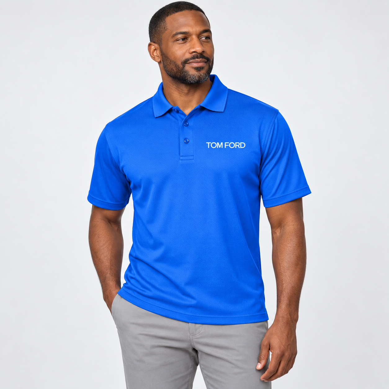 Men's Tom Ford Polyester Polo | Color: Blue | View 1