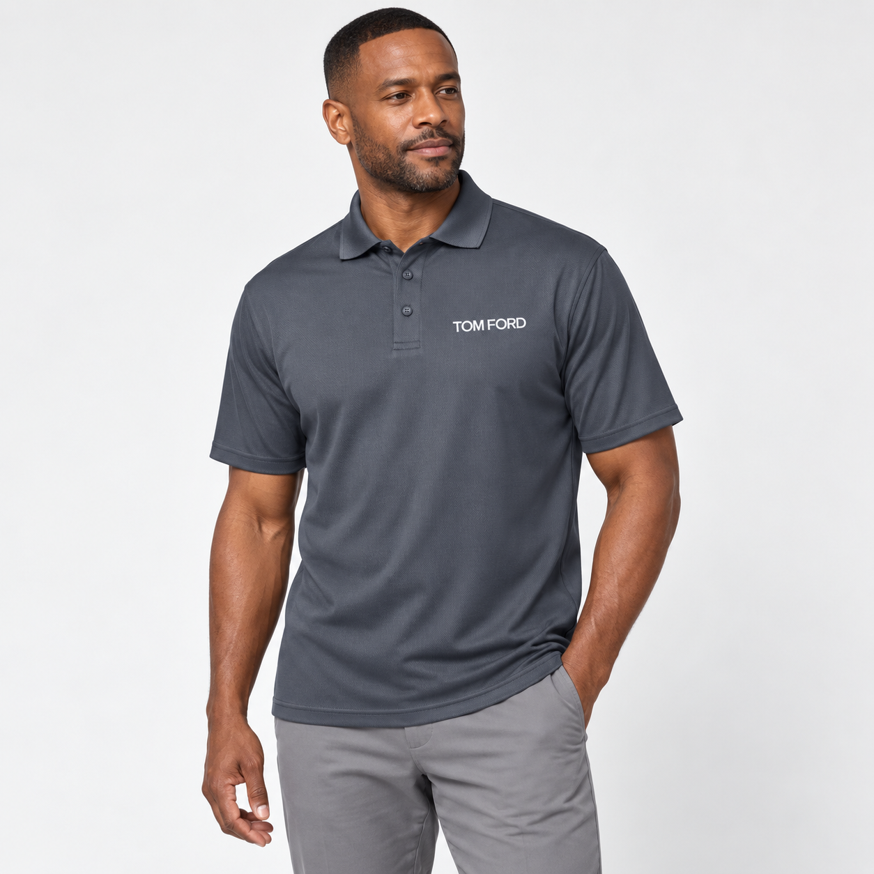 Men's Tom Ford Polyester Polo | Color: Charcoal | View 1
