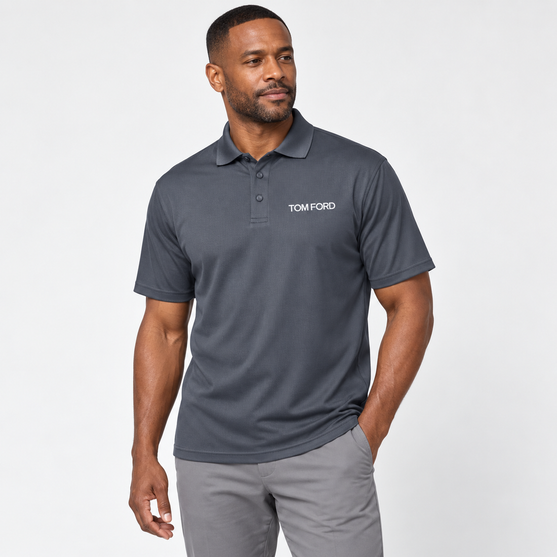 Men's Tom Ford Polyester Polo | Color: Charcoal | View 1