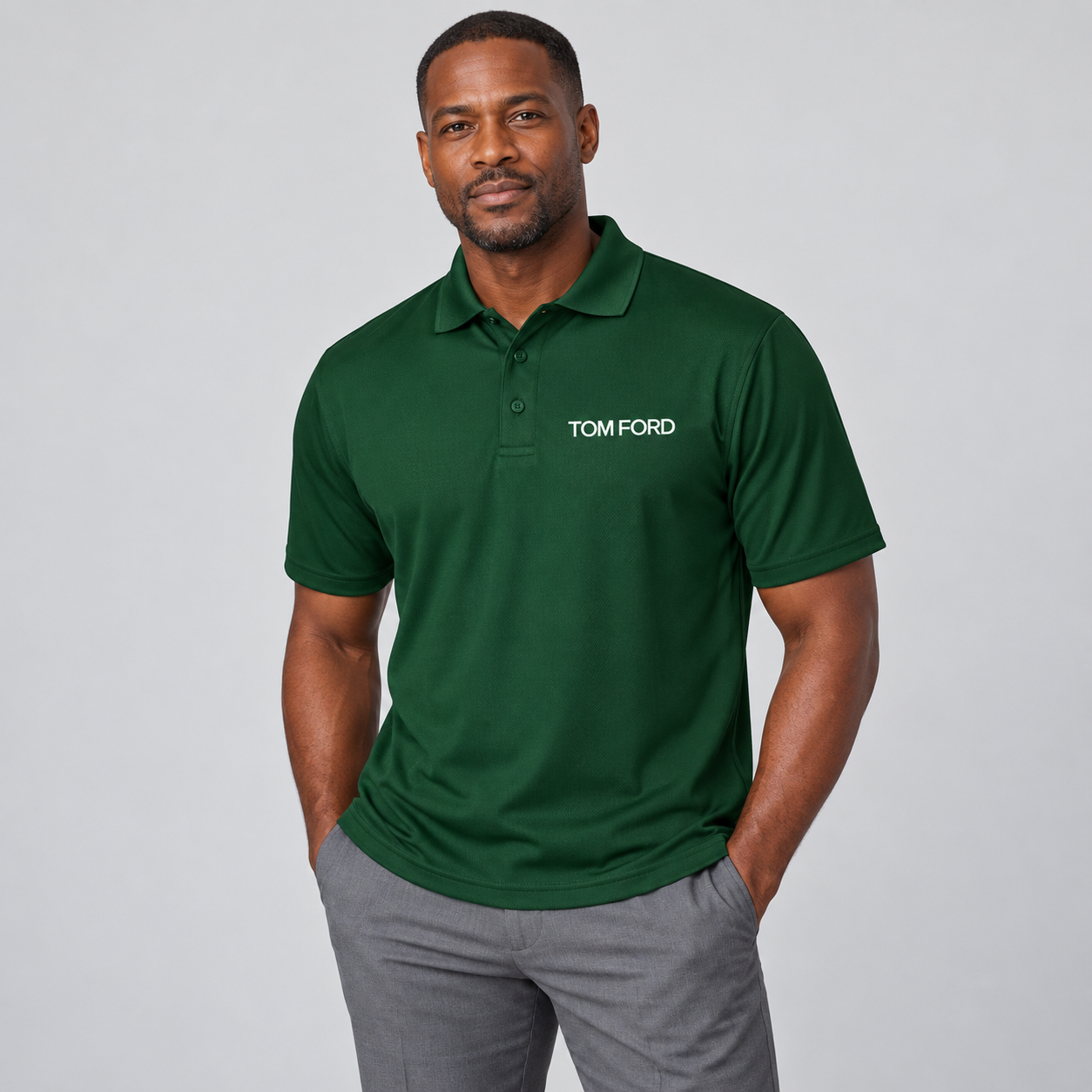 Men's Tom Ford Polyester Polo | Color: Green | View 1