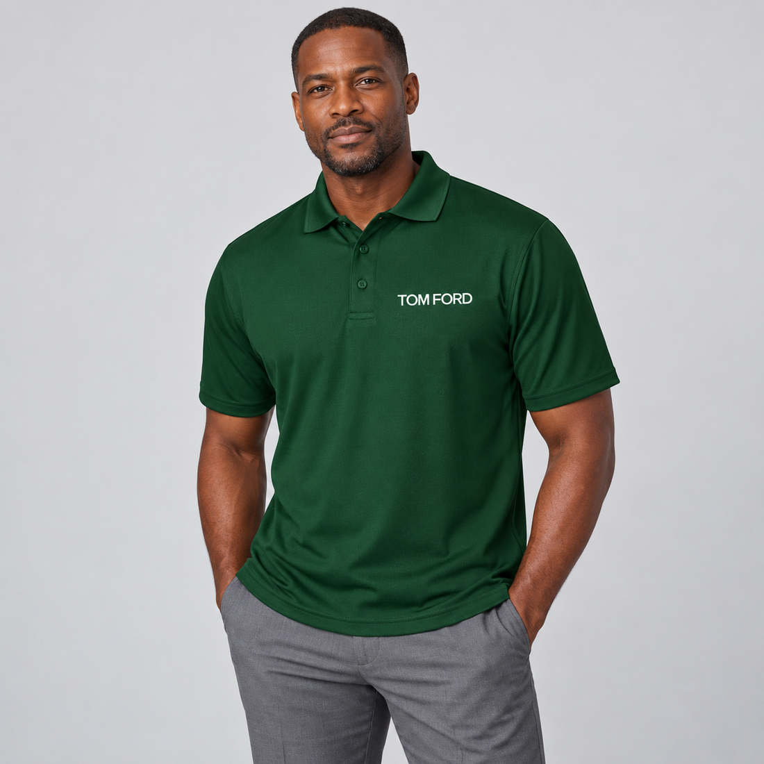 Men's Tom Ford Polyester Polo | Color: Green | View 1