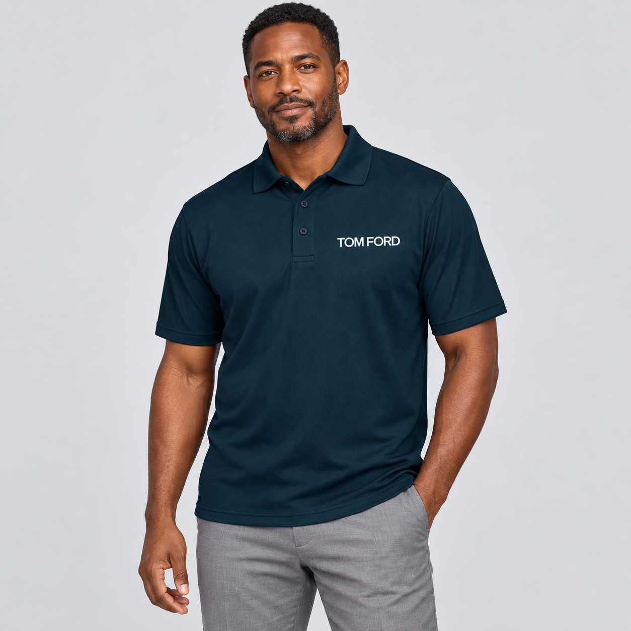 Men's Tom Ford Polyester Polo | Color: Navy | View 1