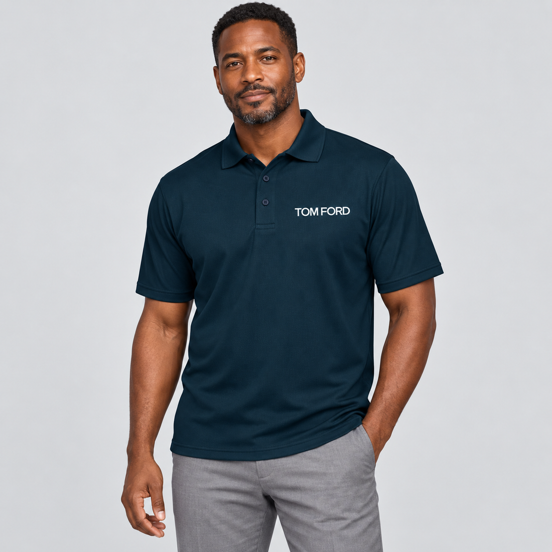 Men's Tom Ford Polyester Polo | Color: Navy | View 1