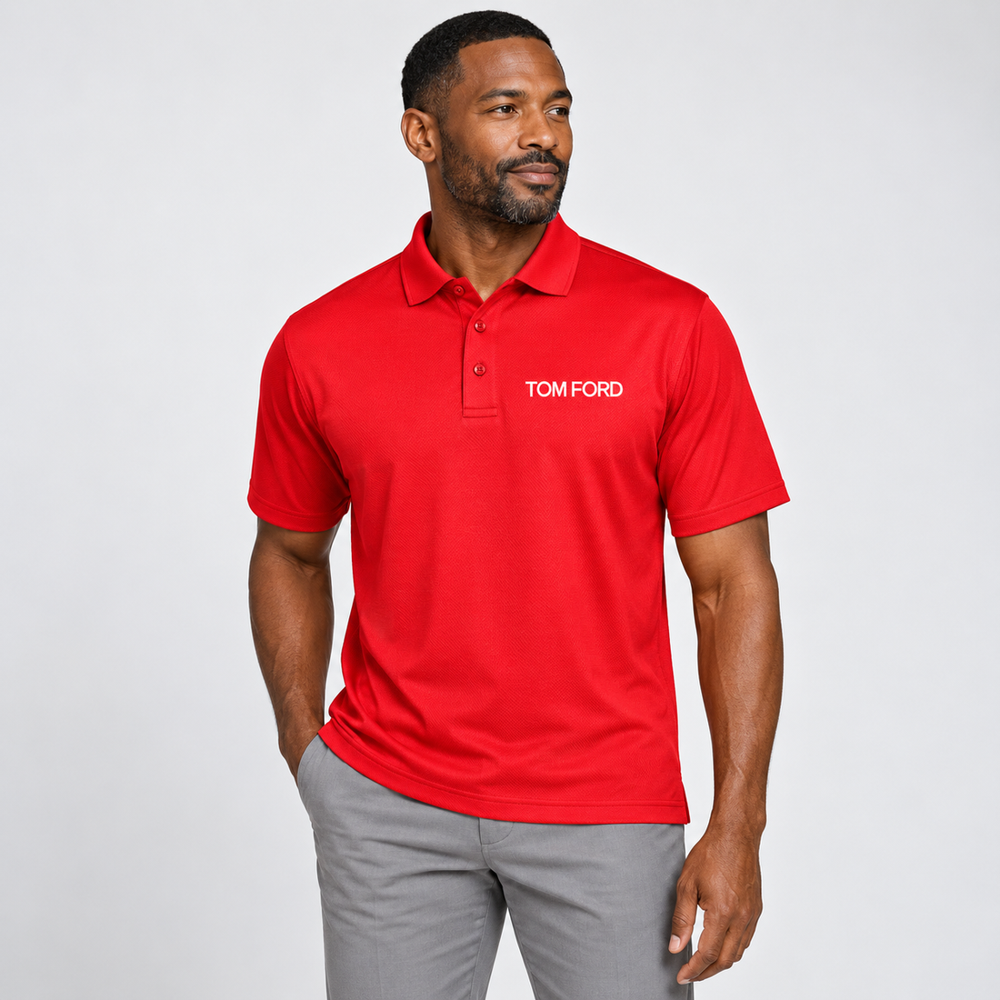 Men's Tom Ford Polyester Polo | Color: Red | View 1