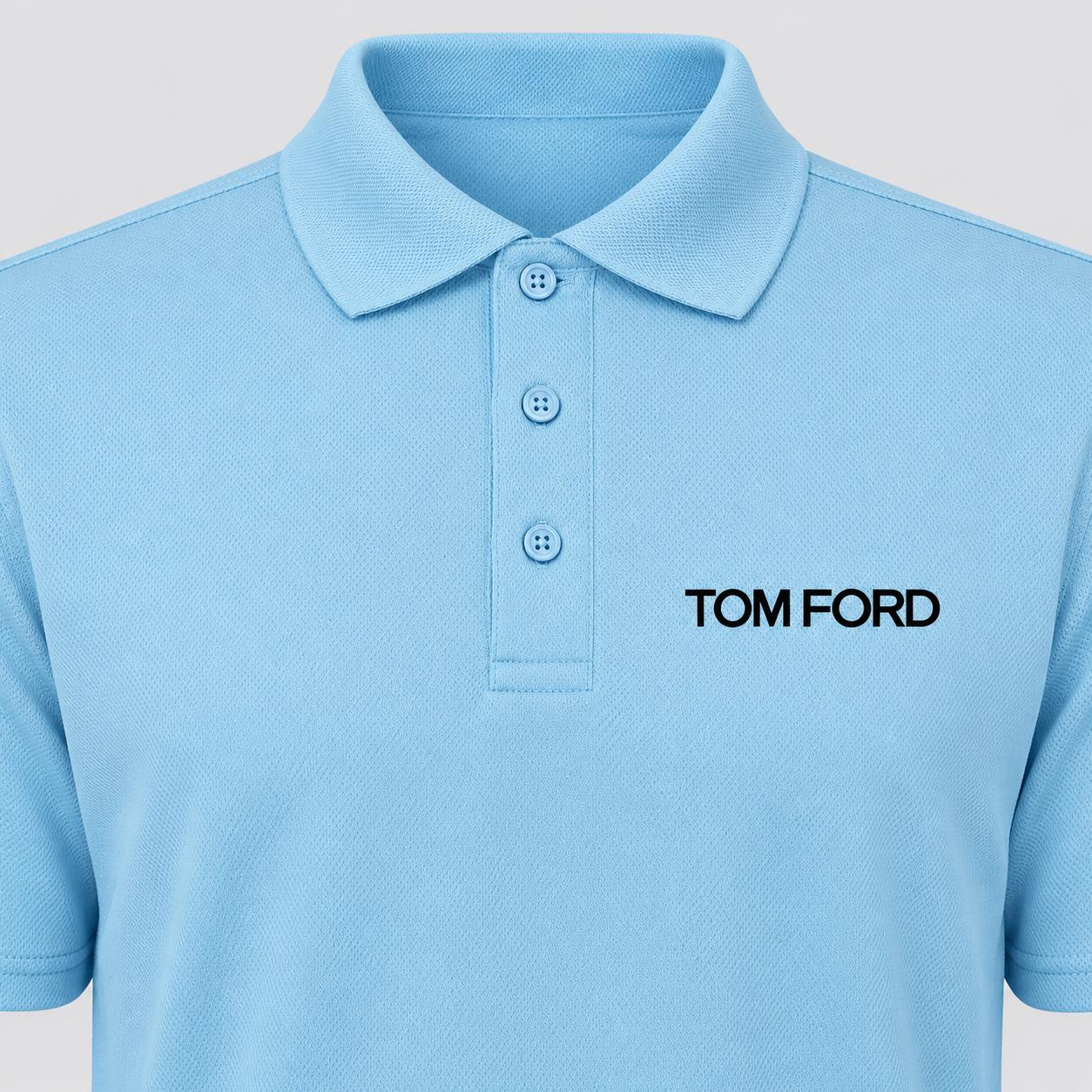 Men's Tom Ford Polyester Polo | Color: Sky Blue | View 3