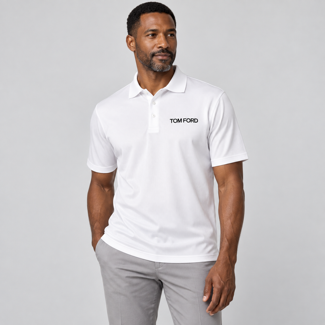Men's Tom Ford Polyester Polo | Color: White | View 1