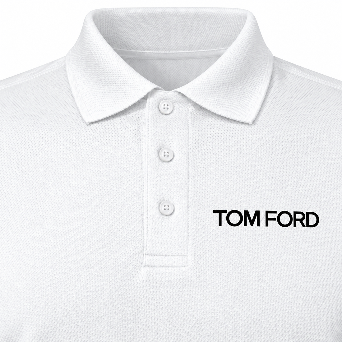 Men's Tom Ford Polyester Polo | Color: White | View 3