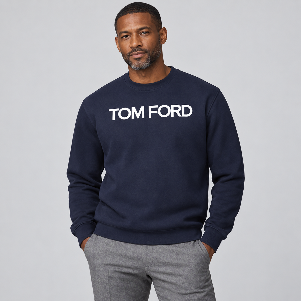Men's Tom Ford Crewneck Sweatshirt | Color: Navy | View 1