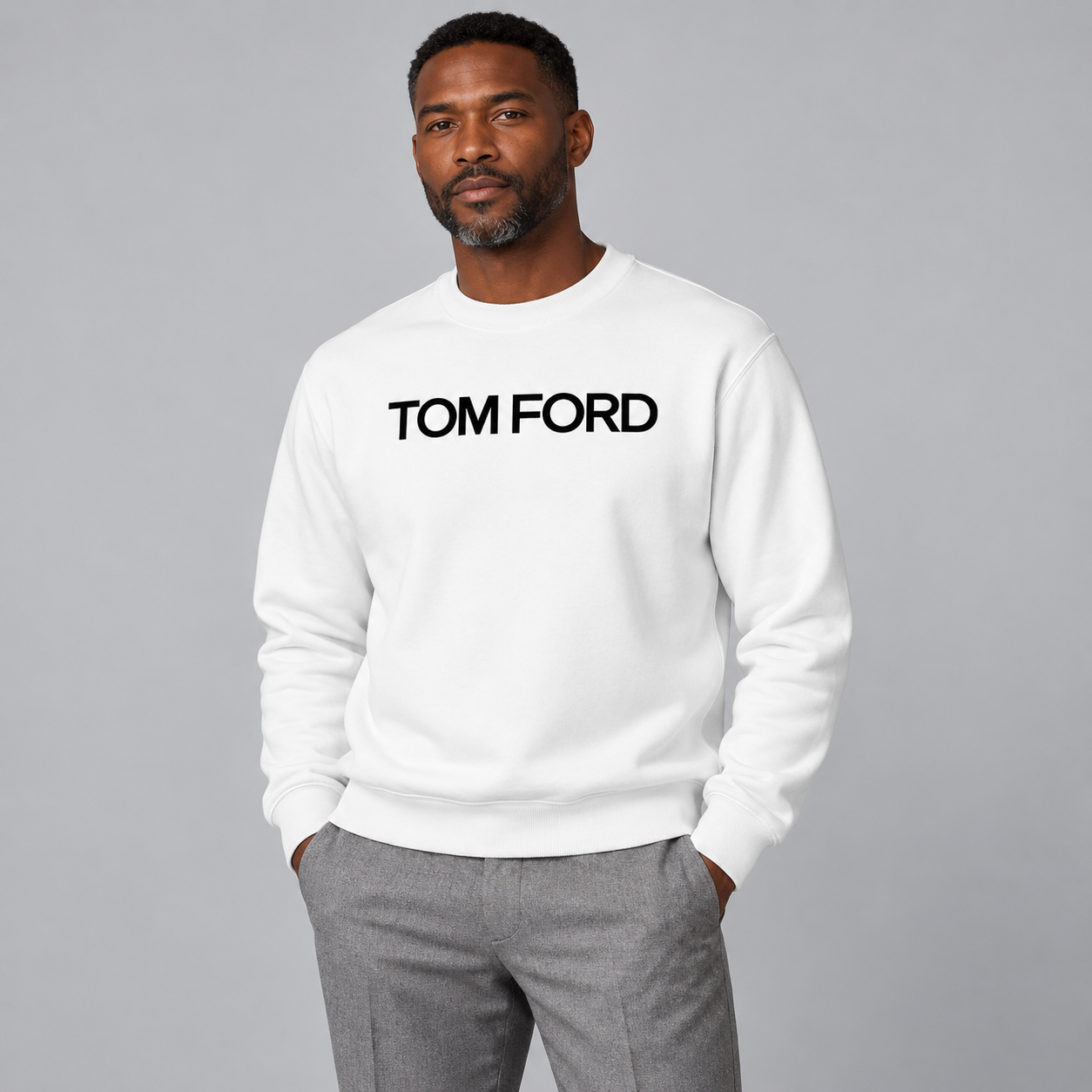 Men's Tom Ford Crewneck Sweatshirt | Color: White | View 1