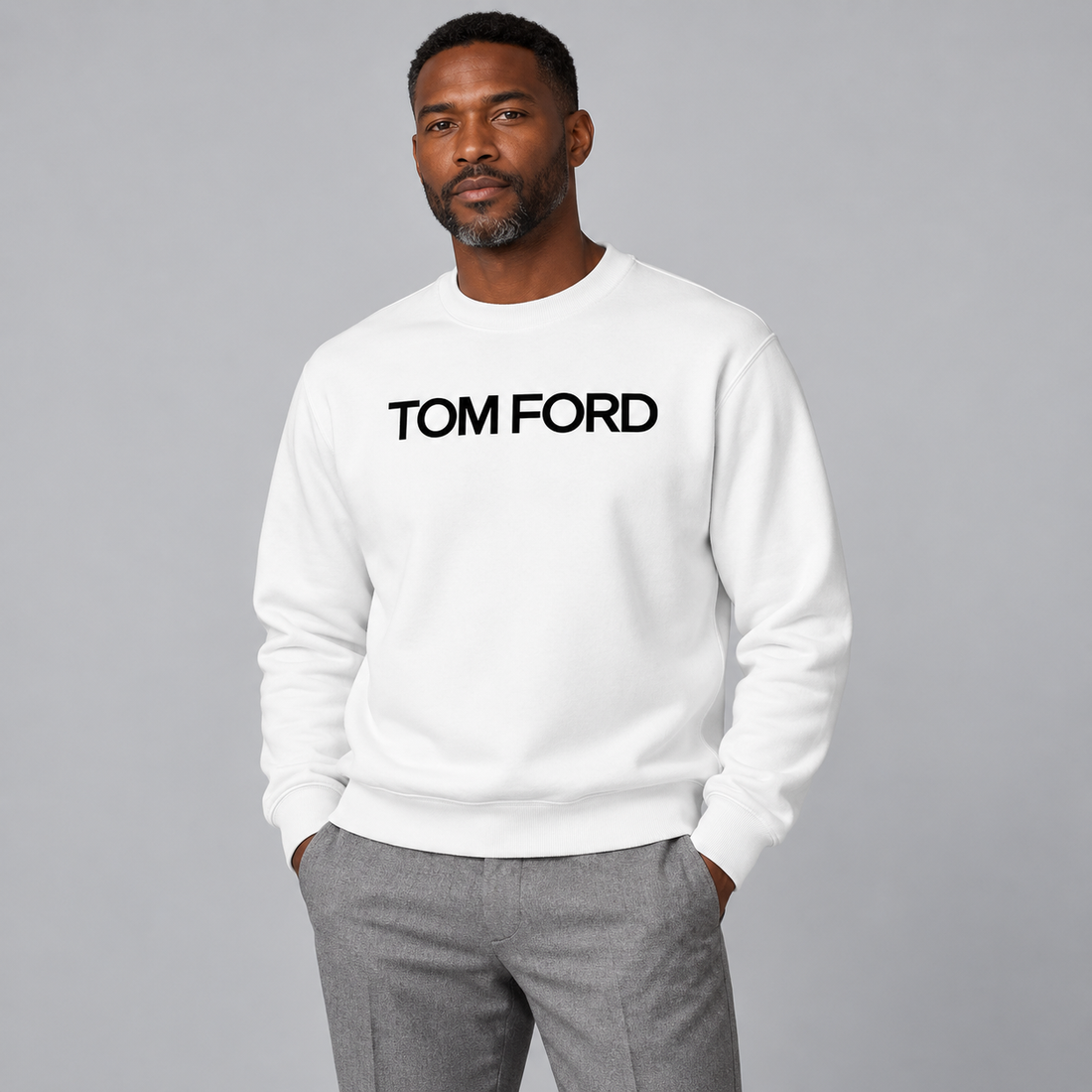 Men's Tom Ford Crewneck Sweatshirt | Color: White | View 1