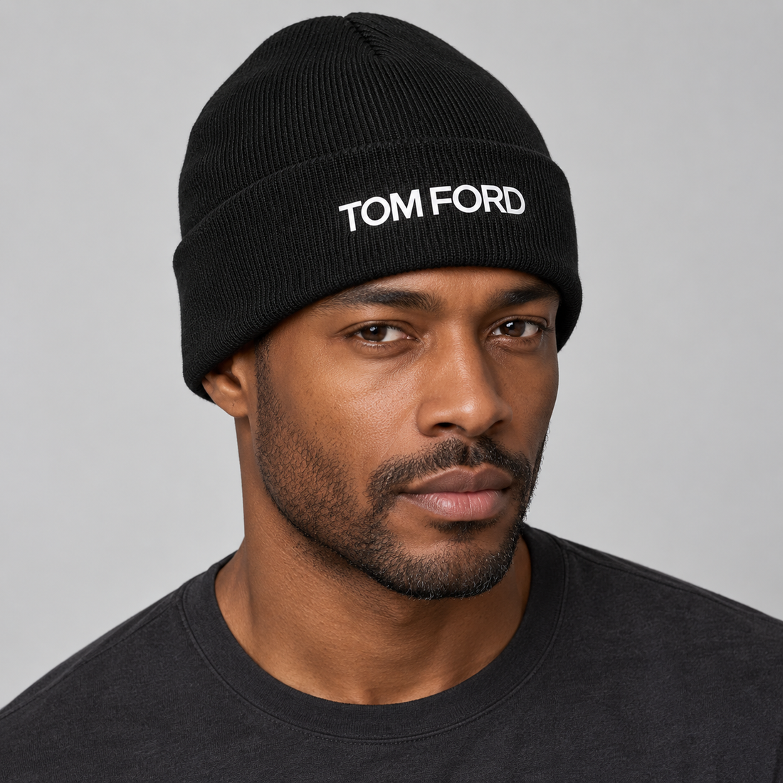 Tom Ford Cuffed Beanie Hat | Color: Black | View 5