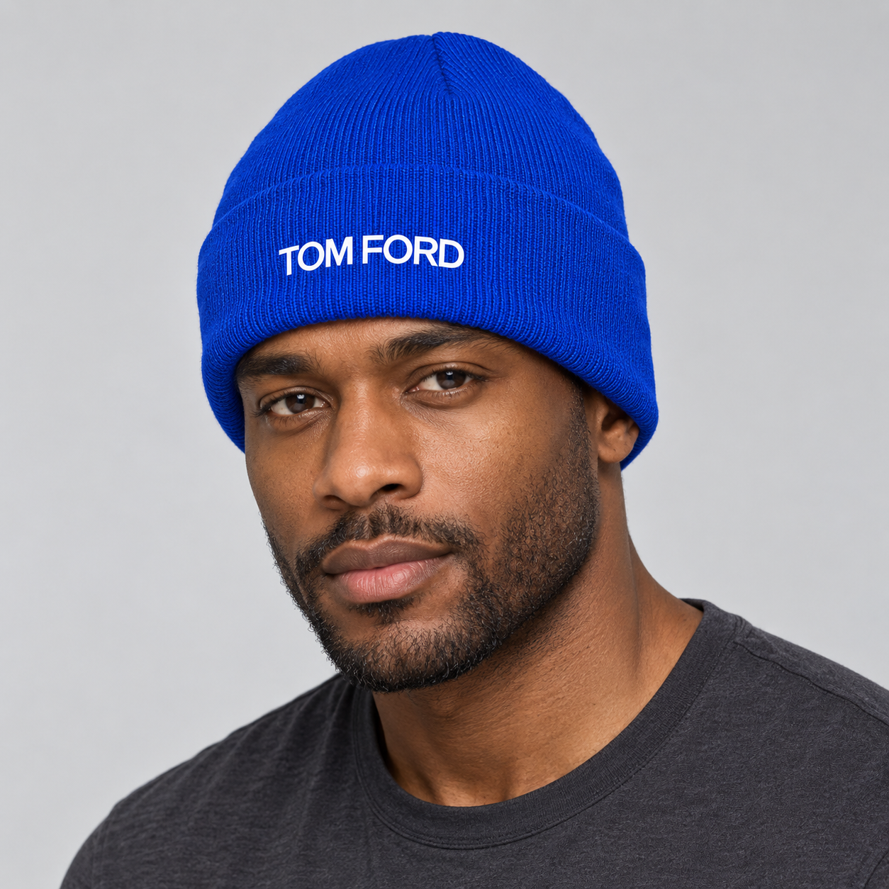Tom Ford Cuffed Beanie Hat | Color: Blue | View 5