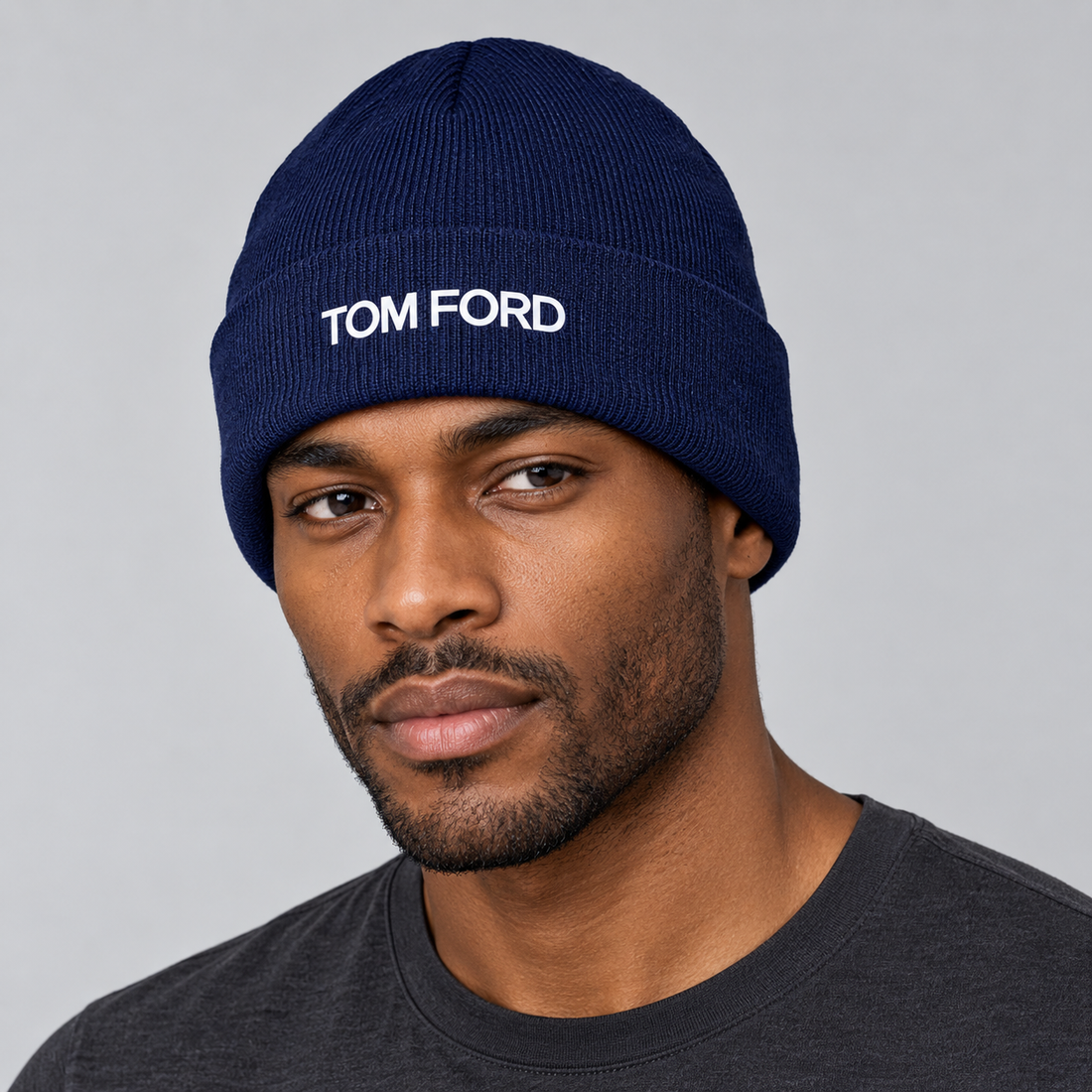 Tom Ford Cuffed Beanie Hat | Color: Navy | View 5