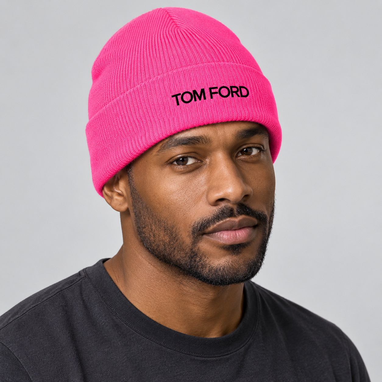 Tom Ford Cuffed Beanie Hat | Color: Pink | View 5