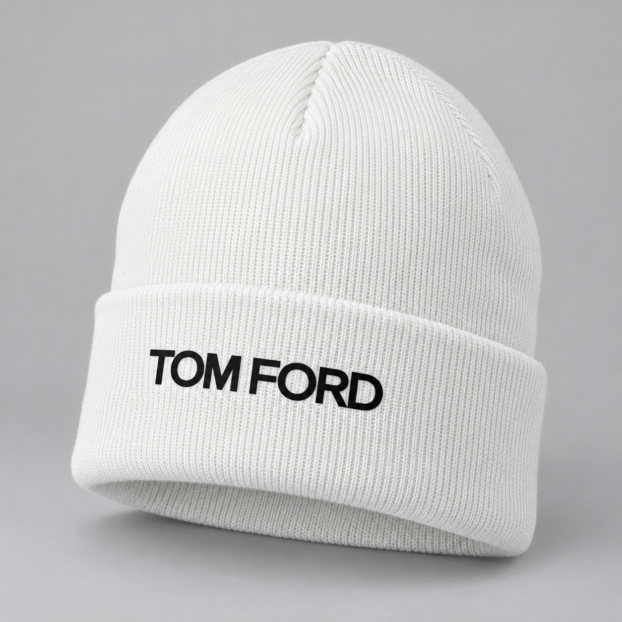 Tom Ford Cuffed Beanie Hat | Color: White | View 1