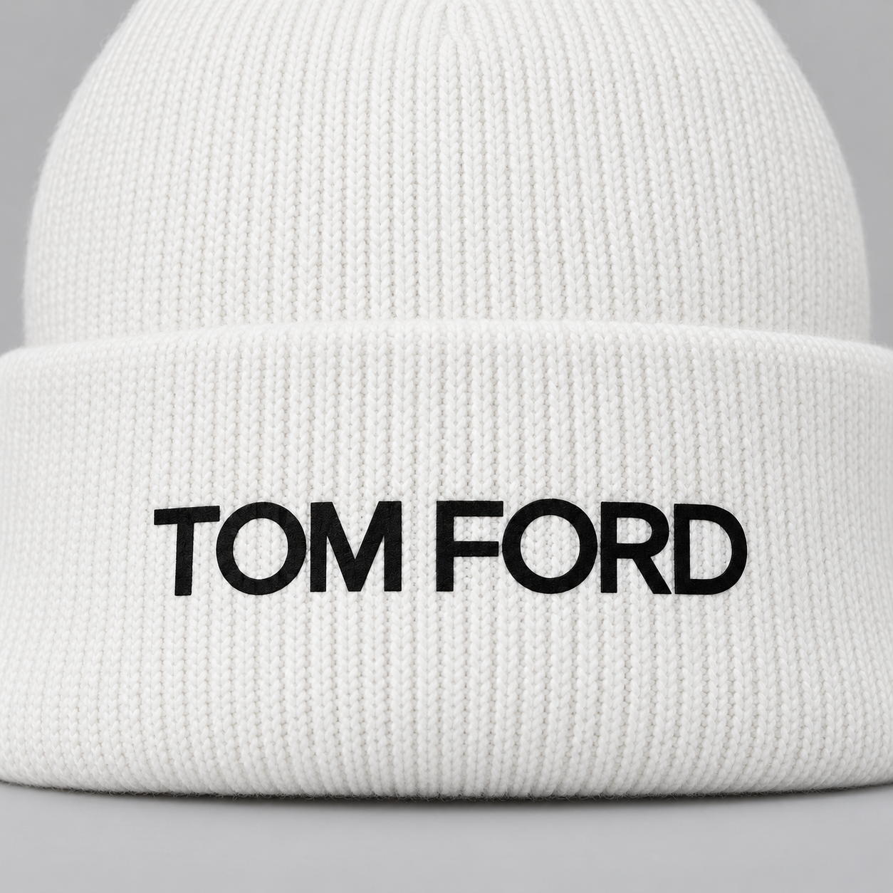 Tom Ford Cuffed Beanie Hat | Color: White | View 3