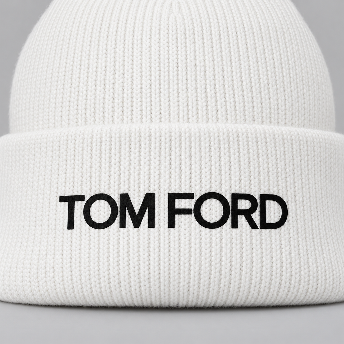 Tom Ford Cuffed Beanie Hat | Color: White | View 3