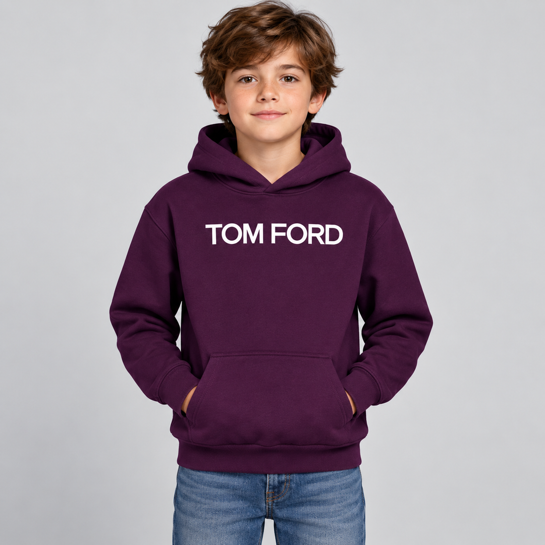 Youth Kids Tom Ford Pullover Hoodie | Color: Purple | View 3