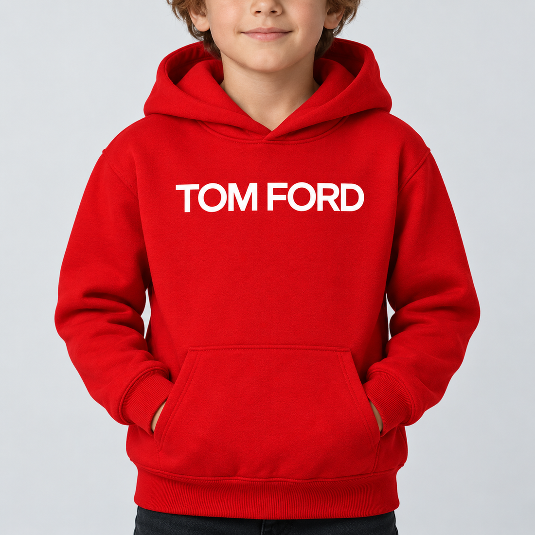 Youth Kids Tom Ford Pullover Hoodie | Color: Red | View 4
