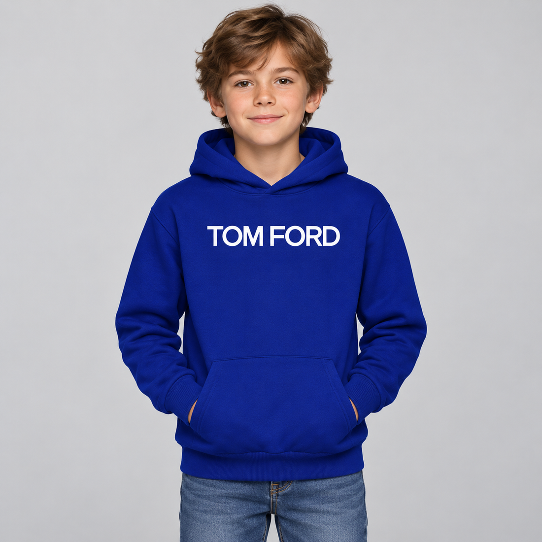 Youth Kids Tom Ford Pullover Hoodie | Color: Royal Blue | View 3