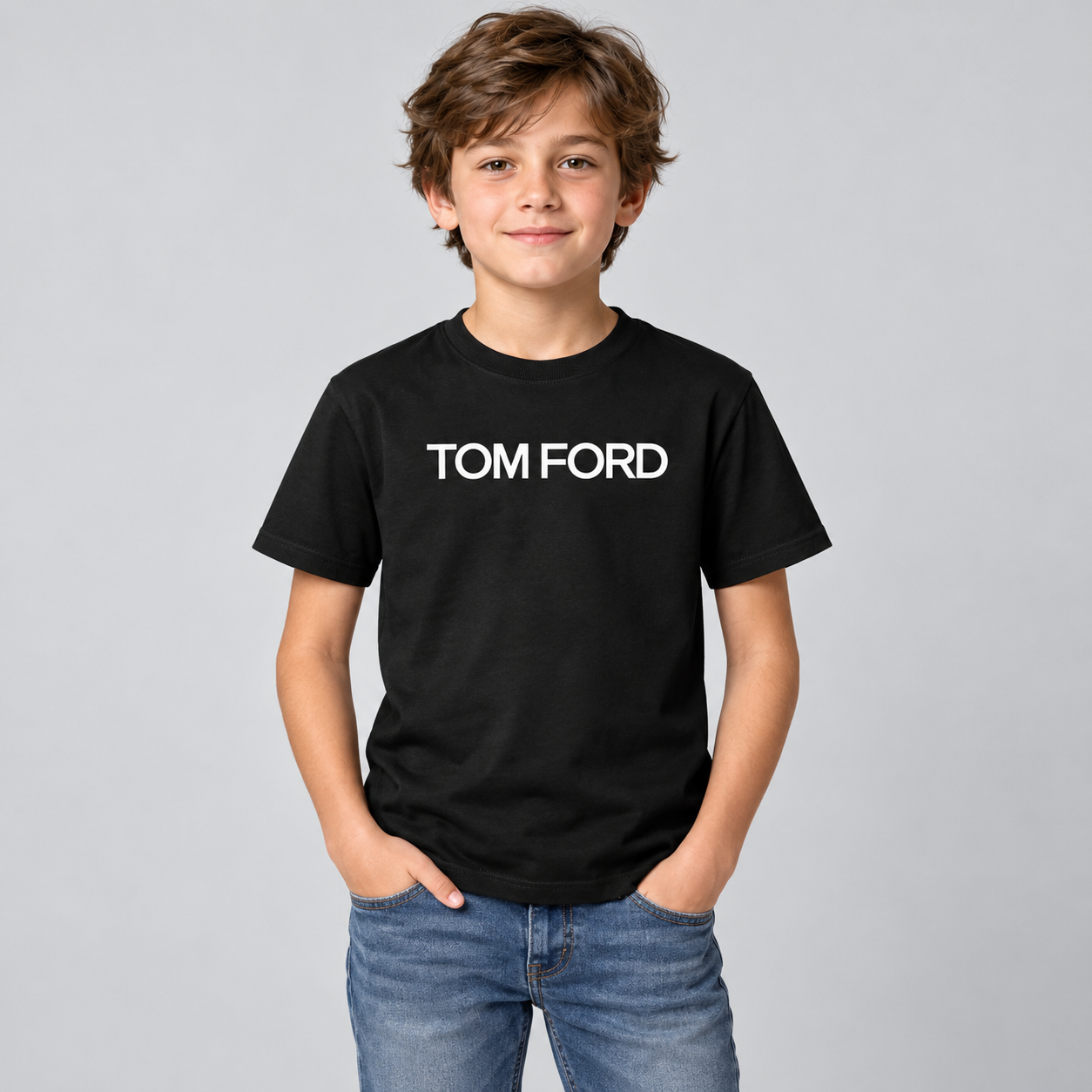 Youth Kids Tom Ford Cotton T-Shirt | Color: Black | View 3