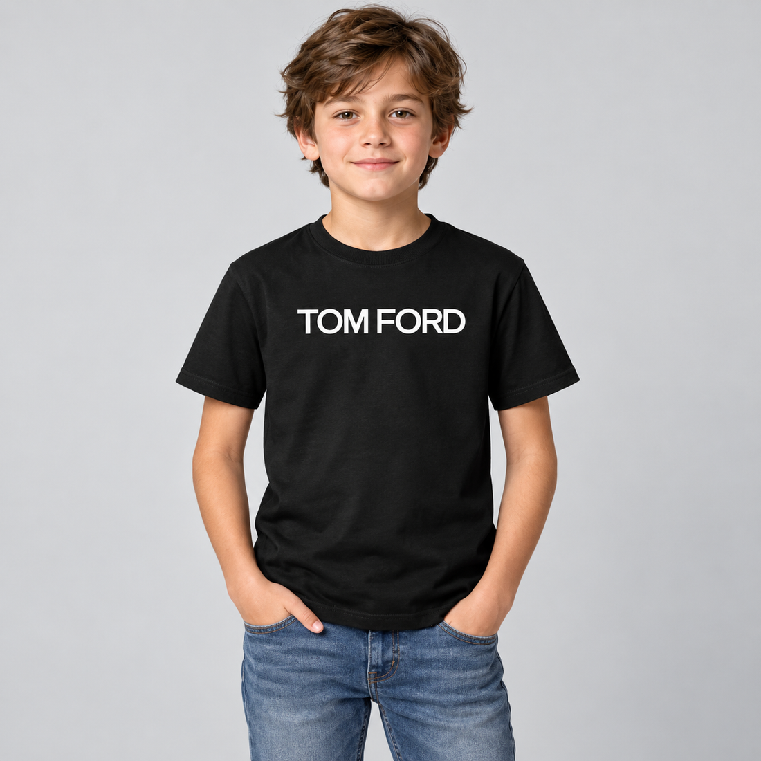Youth Kids Tom Ford Cotton T-Shirt | Color: Black | View 3