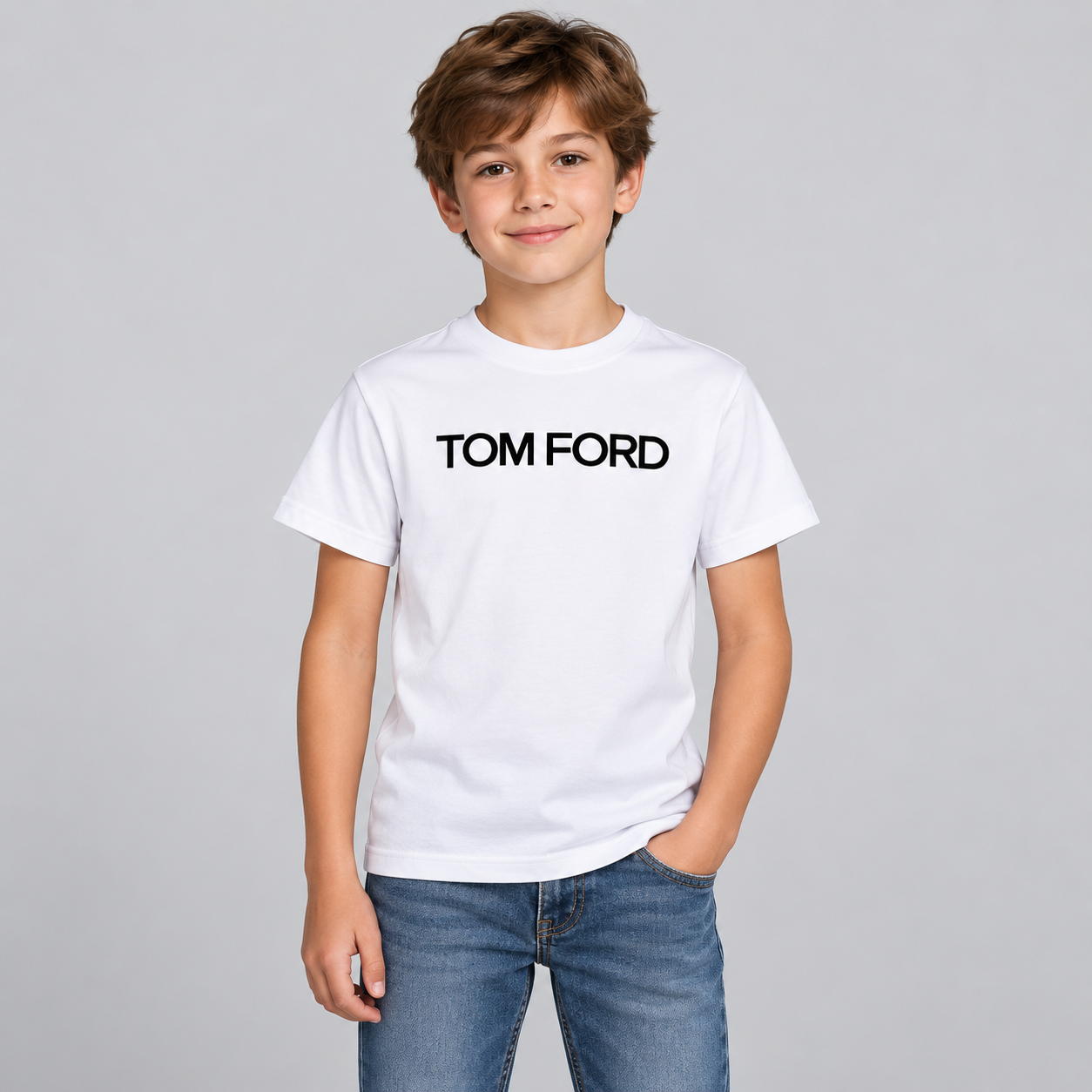 Youth Kids Tom Ford Cotton T-Shirt | Color: White | View 3