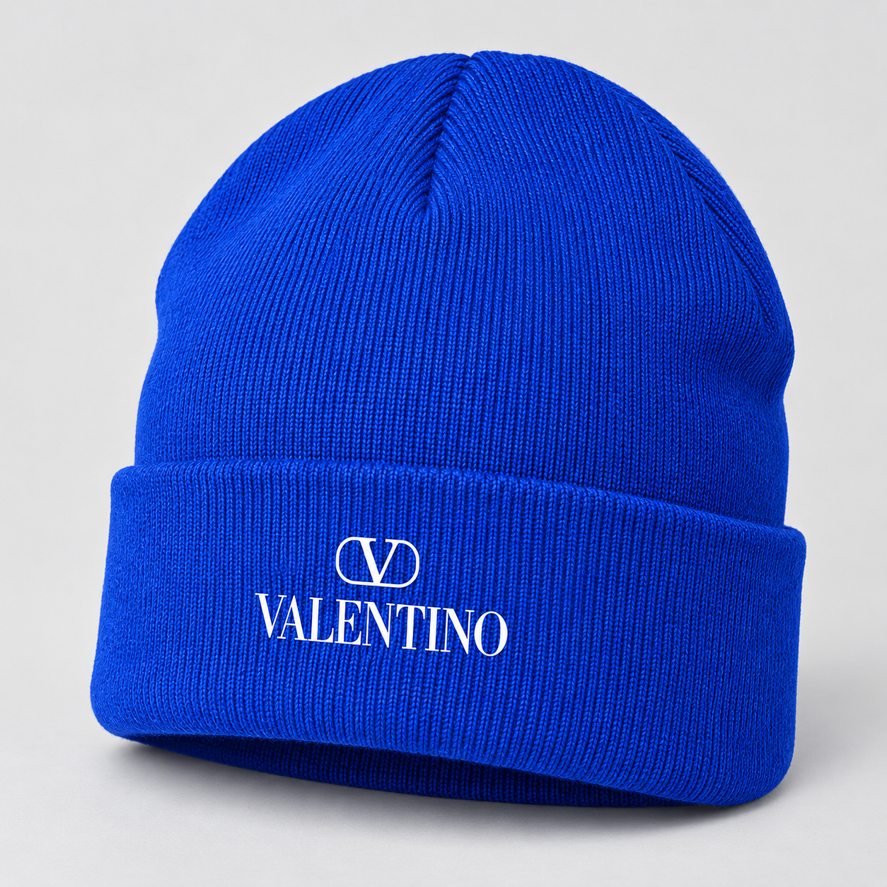 Valentino Cuffed Beanie Hat | Color: Blue | View 1