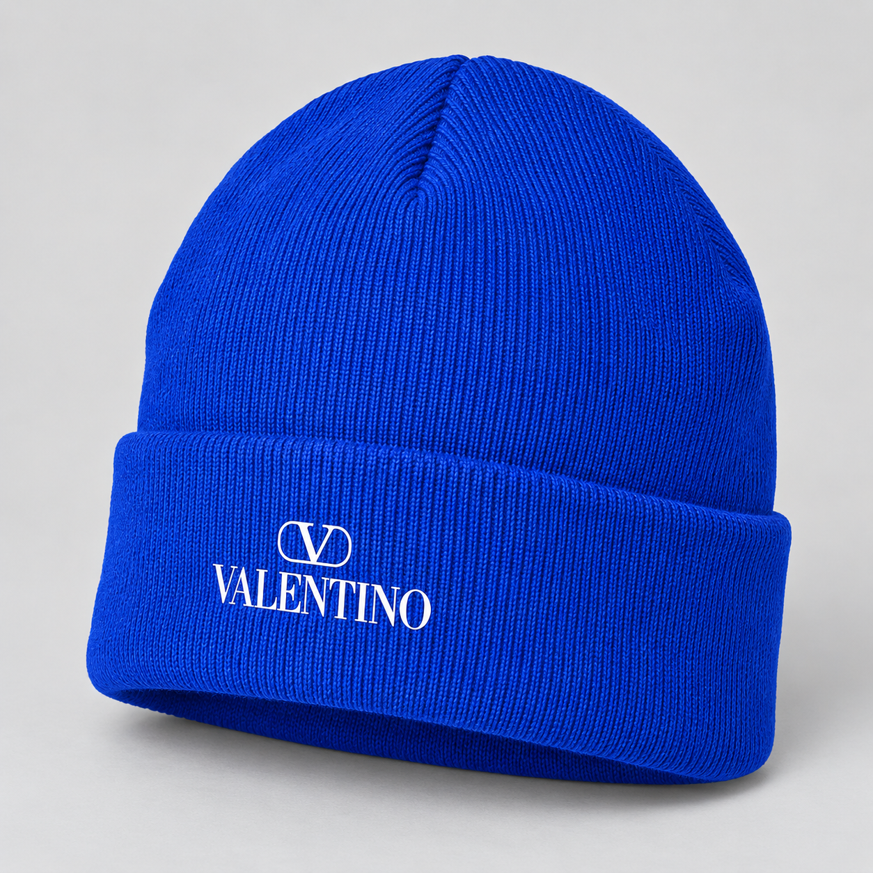 Valentino Cuffed Beanie Hat | Color: Blue | View 2