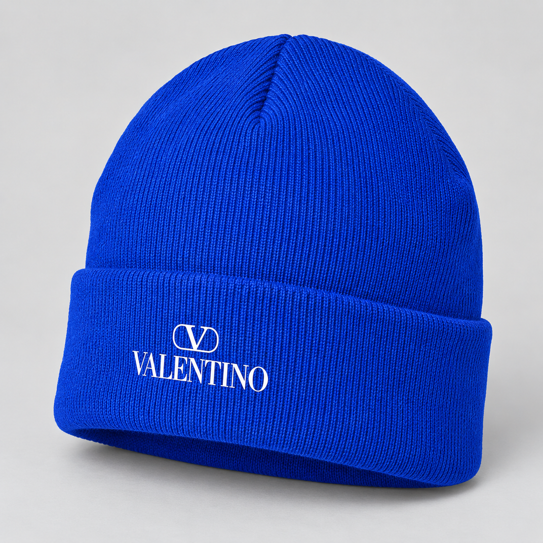 Valentino Cuffed Beanie Hat | Color: Blue | View 2