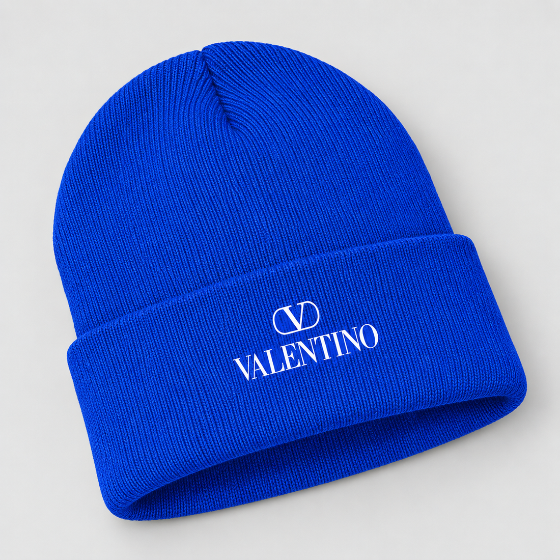 Valentino Cuffed Beanie Hat | Color: Blue | View 5