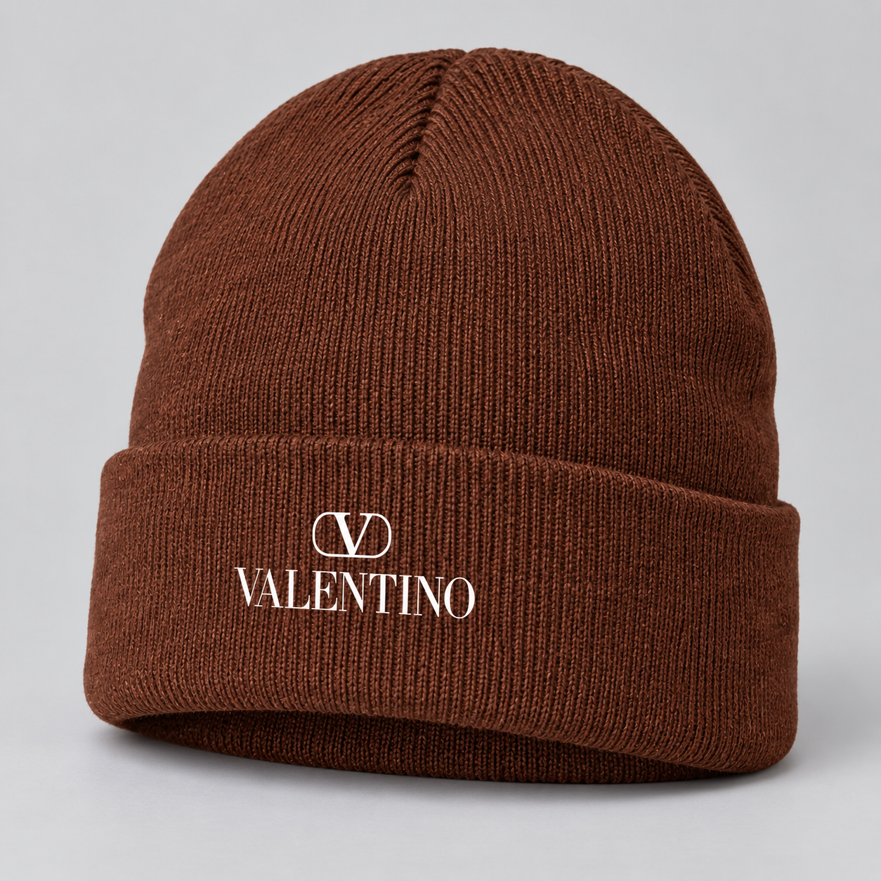 Valentino Cuffed Beanie Hat | Color: Brown | View 1