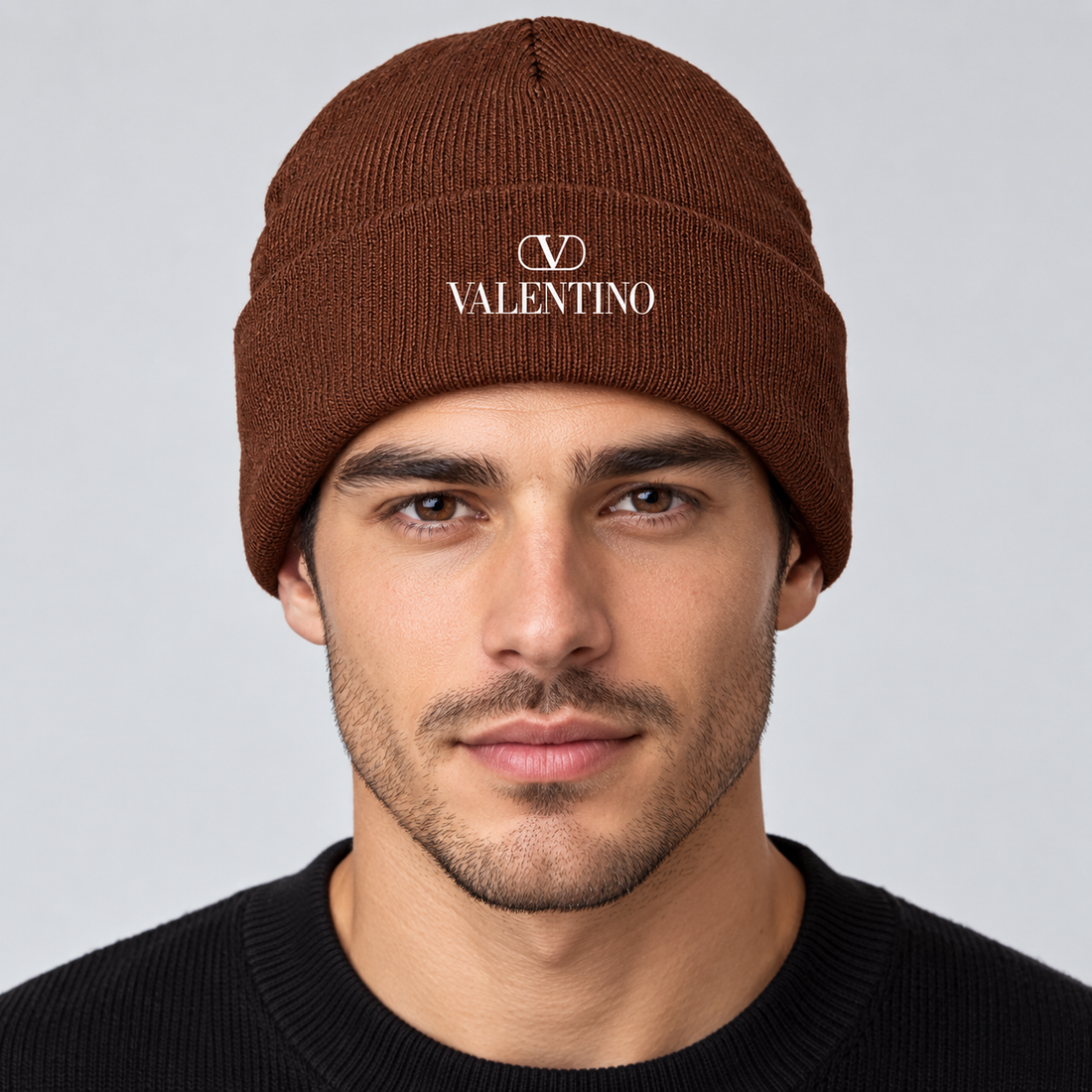 Valentino Cuffed Beanie Hat | Color: Brown | View 3