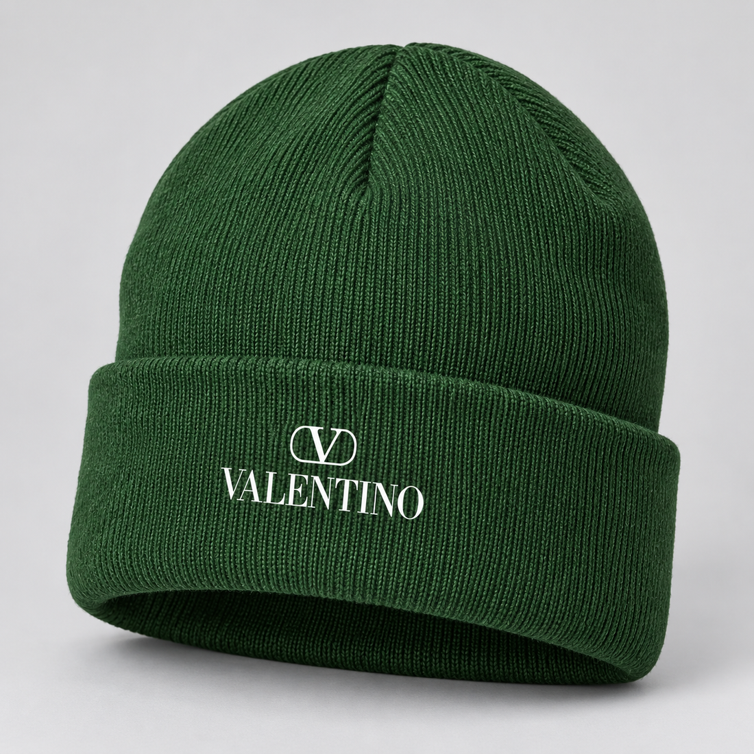 Valentino Cuffed Beanie Hat | Color: Forest Green | View 1