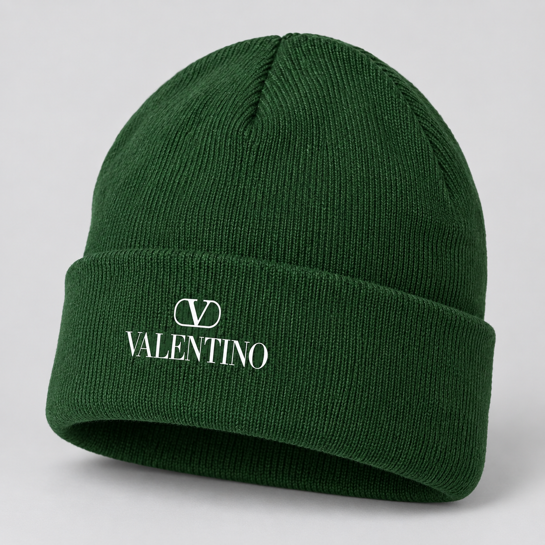 Valentino Cuffed Beanie Hat | Color: Forest Green | View 2