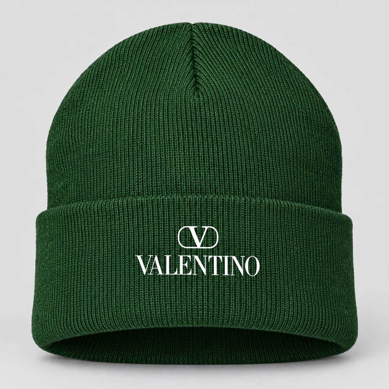 Valentino Cuffed Beanie Hat | Color: Forest Green | View 4