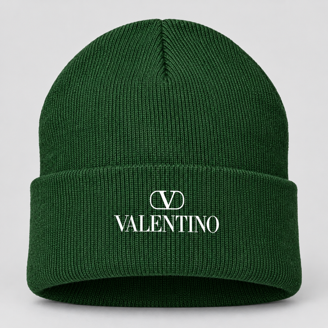 Valentino Cuffed Beanie Hat | Color: Forest Green | View 4