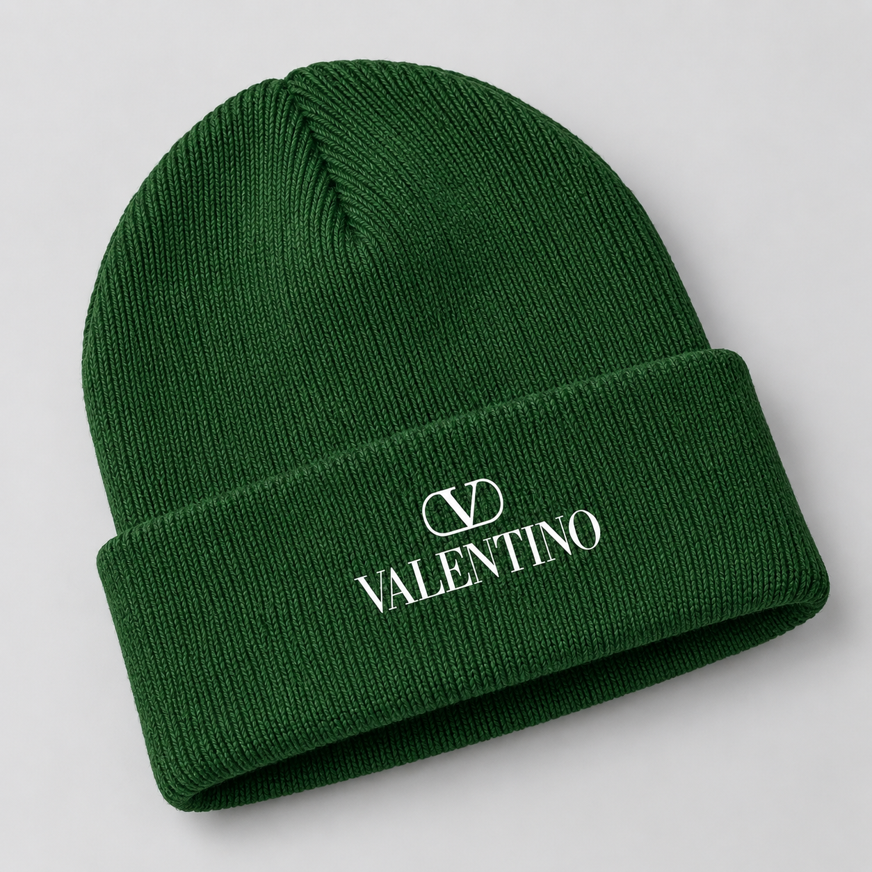 Valentino Cuffed Beanie Hat | Color: Forest Green | View 5