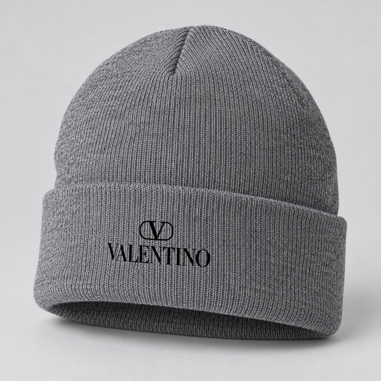 Valentino Cuffed Beanie Hat | Color: Gray | View 1