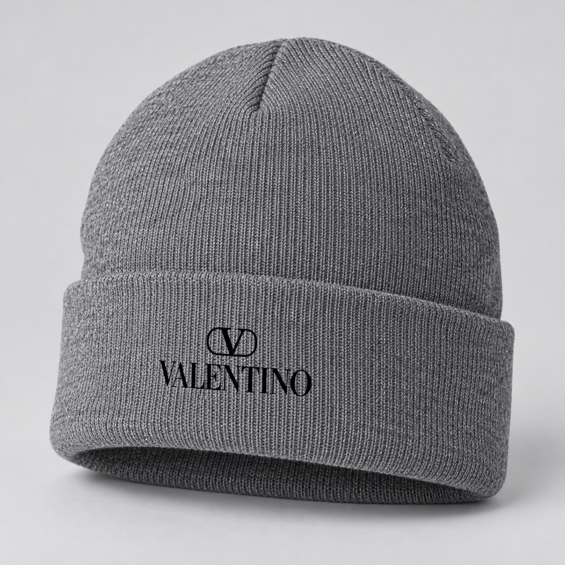Valentino Cuffed Beanie Hat | Color: Gray | View 1