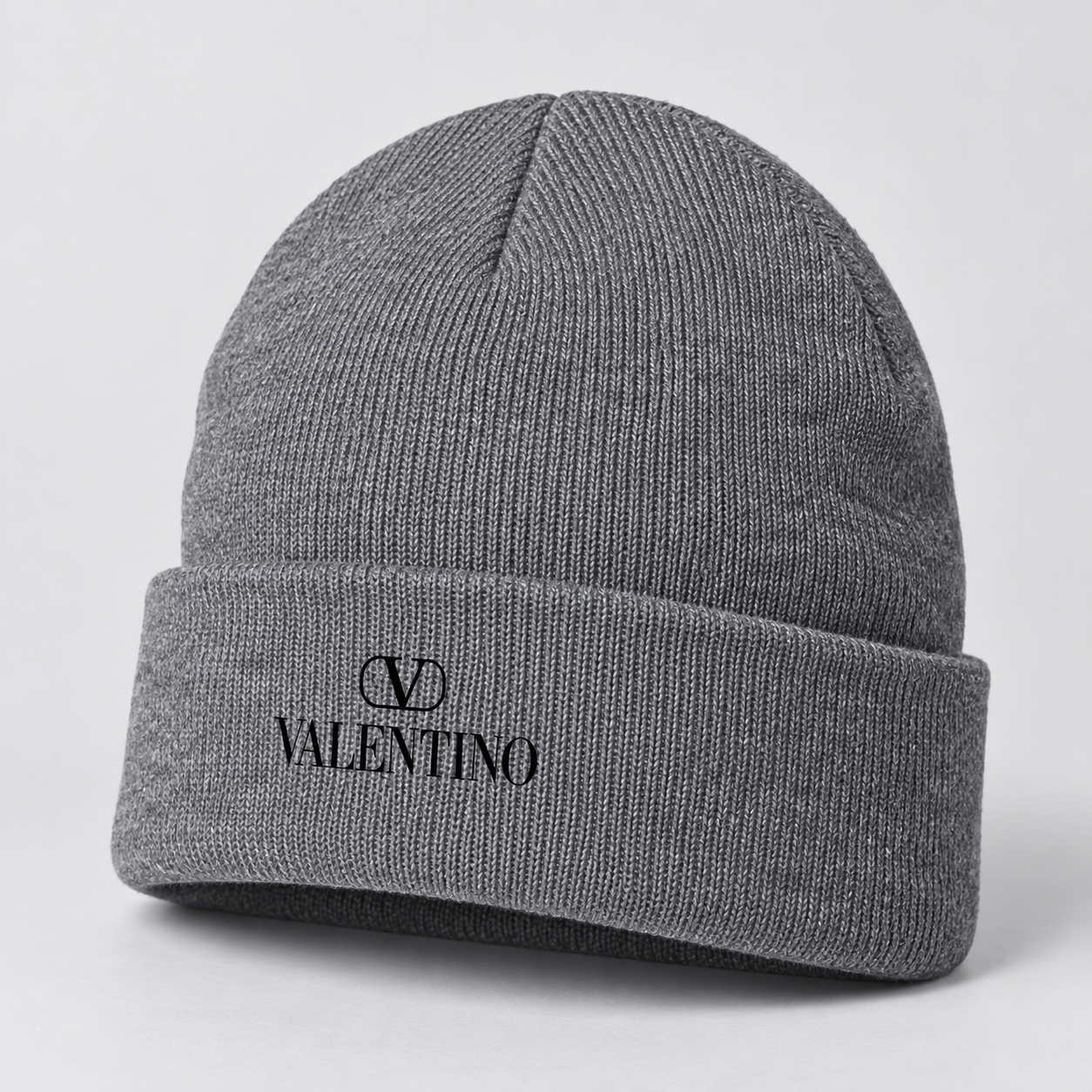 Valentino Cuffed Beanie Hat | Color: Gray | View 2