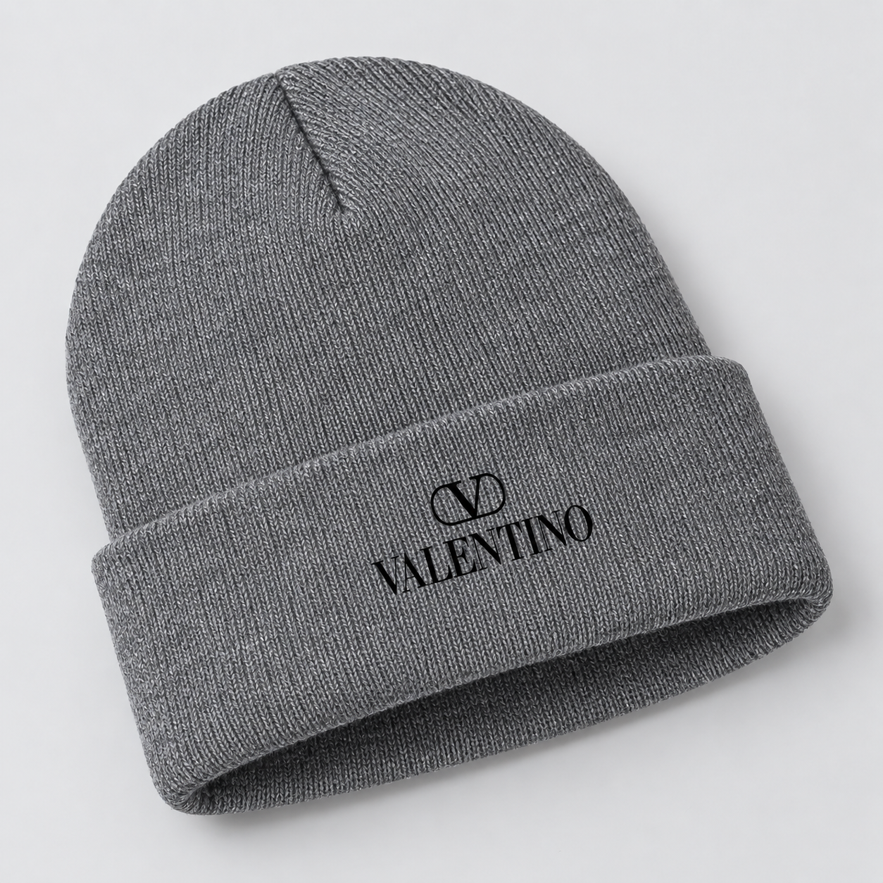 Valentino Cuffed Beanie Hat | Color: Gray | View 5