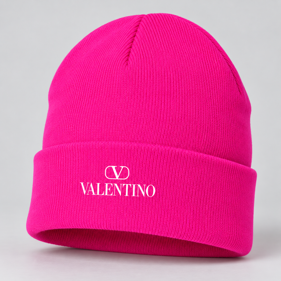 Valentino Cuffed Beanie Hat | Color: Hot Pink | View 1