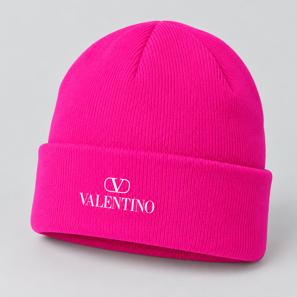Valentino Cuffed Beanie Hat | Color: Hot Pink | View 2