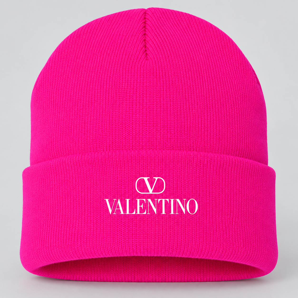 Valentino Cuffed Beanie Hat | Color: Hot Pink | View 4
