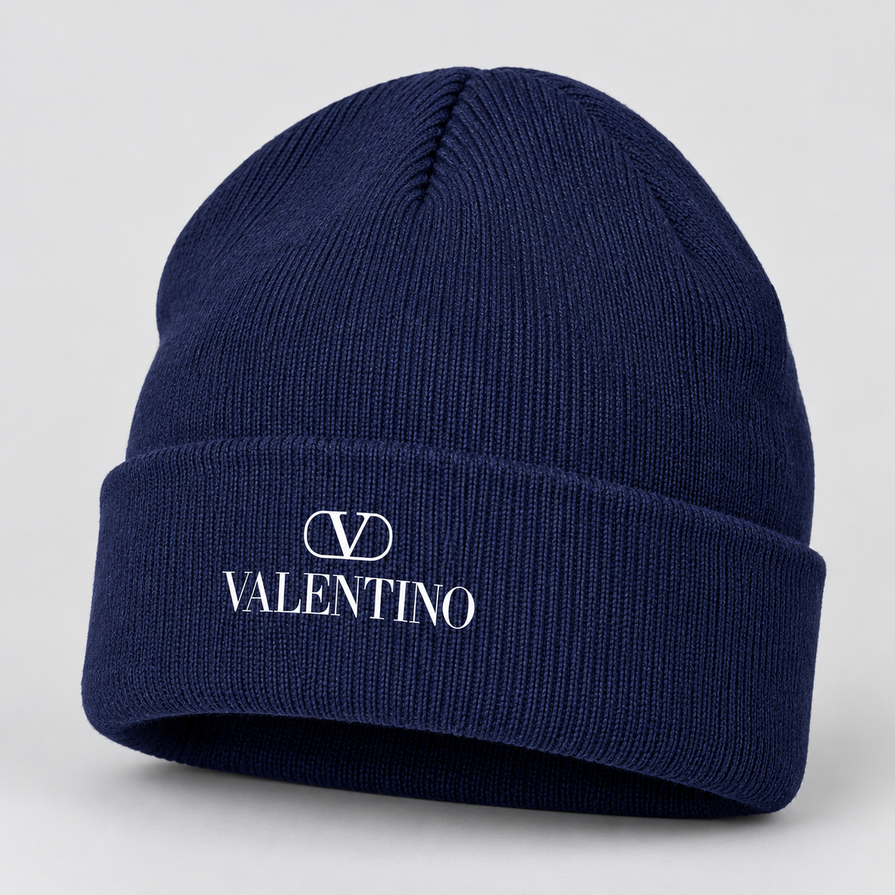 Valentino Cuffed Beanie Hat | Color: Navy | View 1