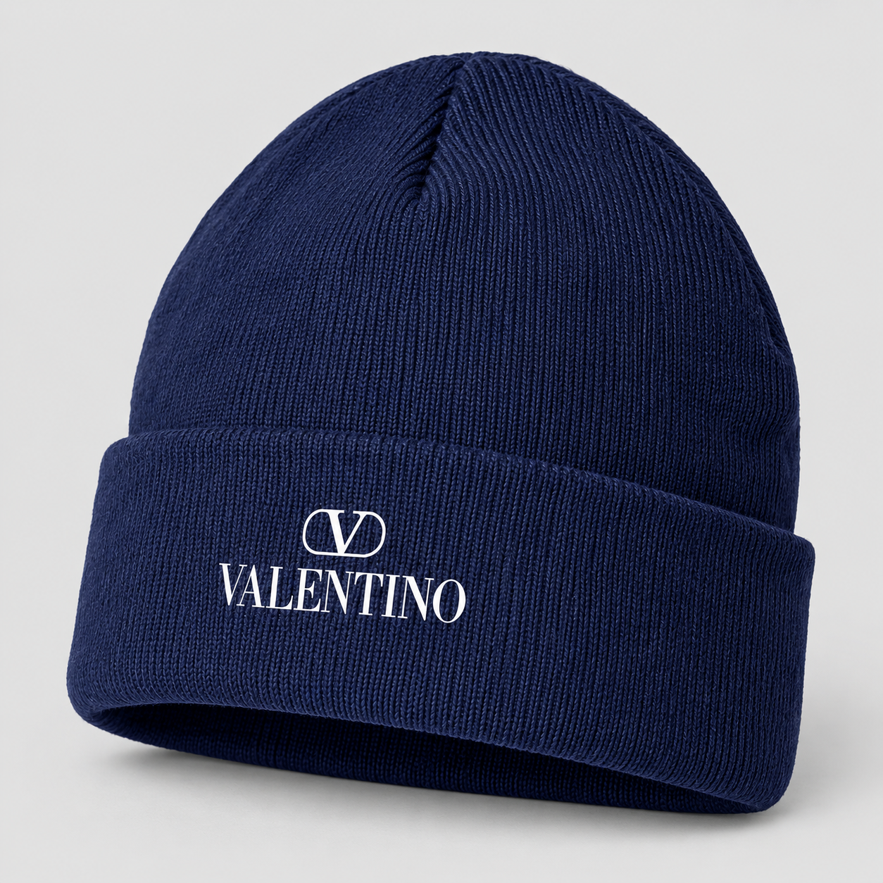 Valentino Cuffed Beanie Hat | Color: Navy | View 2